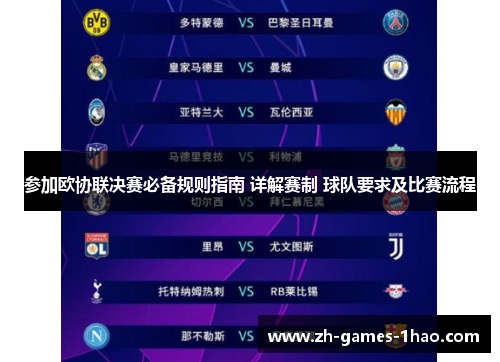 参加欧协联决赛必备规则指南 详解赛制 球队要求及比赛流程